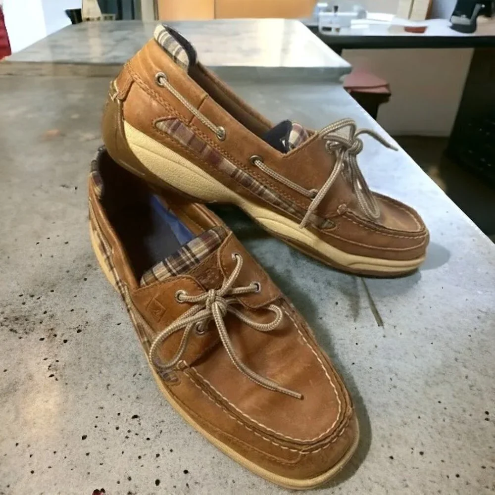 Men’s Madras Plaid Lanyard Sperry Topsider Loafers Size 12